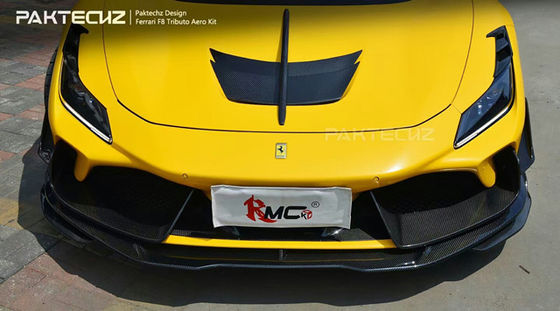 Комплект из углеродного волокна Paktechz Style для Ferrari F8 Комплект корпуса из углеродного волокна Передняя лопатка Задняя диффузия Спойлер