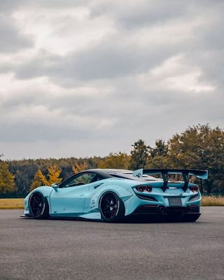 F8 Ferrari Auto Body Kit LB Style Синий углеродный волокна спойлер губы Широкий корпус набор колесная арка