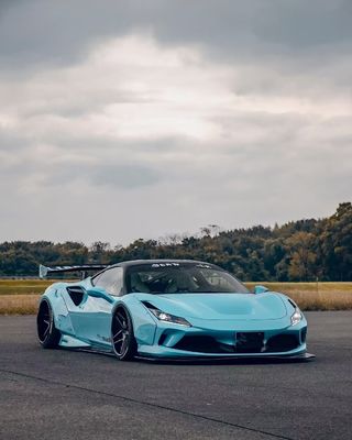 F8 Ferrari Auto Body Kit LB Style Синий углеродный волокна спойлер губы Широкий корпус набор колесная арка