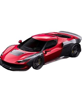 Красный Ferrari 296 Автомобильный кузов ZE Style Диффузер Углеродные волокна Передний слонный спойлер