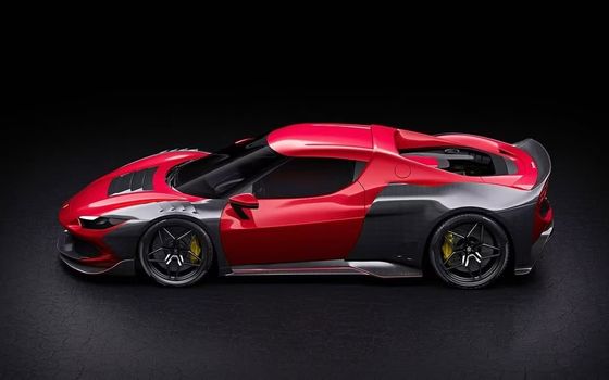 Красный Ferrari 296 Автомобильный кузов ZE Style Диффузер Углеродные волокна Передний слонный спойлер