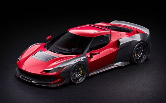 Красный Ferrari 296 Автомобильный кузов ZE Style Диффузер Углеродные волокна Передний слонный спойлер