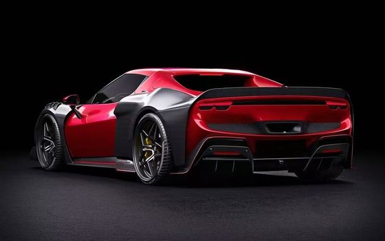 Красный Ferrari 296 Автомобильный кузов ZE Style Диффузер Углеродные волокна Передний слонный спойлер