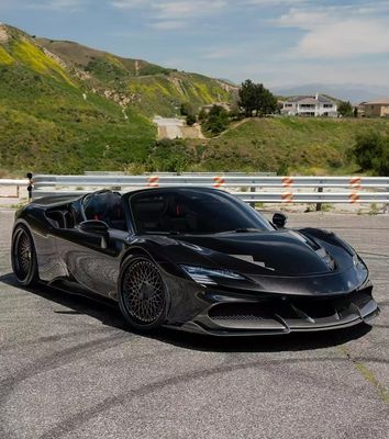 SF90 Ferrari Carbon Fiber Body Kit 1016 Style Передняя губа Воздухозабор Черный спойлер Фендер