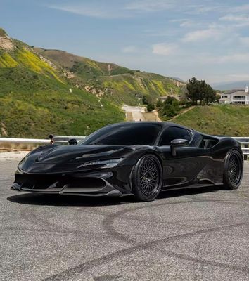 SF90 Ferrari Carbon Fiber Body Kit 1016 Style Передняя губа Воздухозабор Черный спойлер Фендер