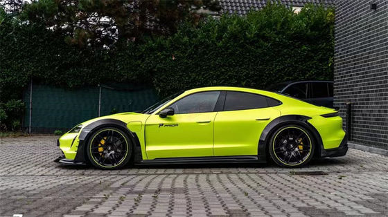 Для Porsche Taycan широкофюзеляжный комплект Taycan модернизирует PD-стиль Углеродные волокна Передний губный диффузор Спойлер Боковая юбка колесная арка