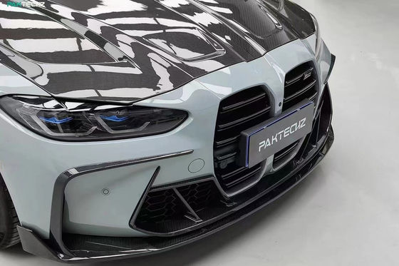 Для BMW G80 G82M3 M4 Комплект корпуса из углеродного волокна G80 G82M3 M4 Усовершенствованный Paktechz Style Front Lip Diffuser Spoiler Hood