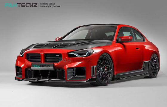 Для BMW M2 G87 Комплект корпуса из углеродного волокна M2 Усовершенствованный Paktechz стиль Углеродный волокно передний губный диффузер Spoiler Hood