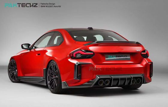 Для BMW M2 G87 Комплект корпуса из углеродного волокна M2 Усовершенствованный Paktechz стиль Углеродный волокно передний губный диффузер Spoiler Hood