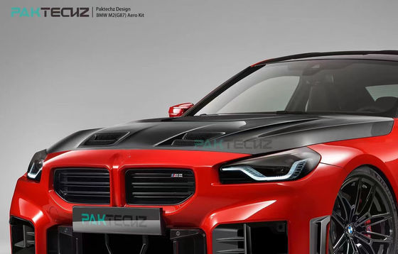 Для BMW M2 G87 Комплект корпуса из углеродного волокна M2 Усовершенствованный Paktechz стиль Углеродный волокно передний губный диффузер Spoiler Hood