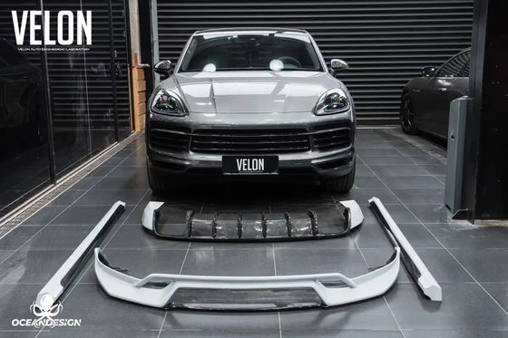 Замена 2019 Porsche Cayenne Body Kit Боковые юбки Сухой диффузер из углеродного волокна Спойлер