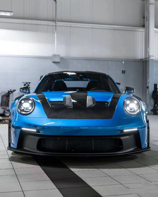 Синий Porsche Body Kit 992 GT3RS Style Сухой капот из углеродного волокна